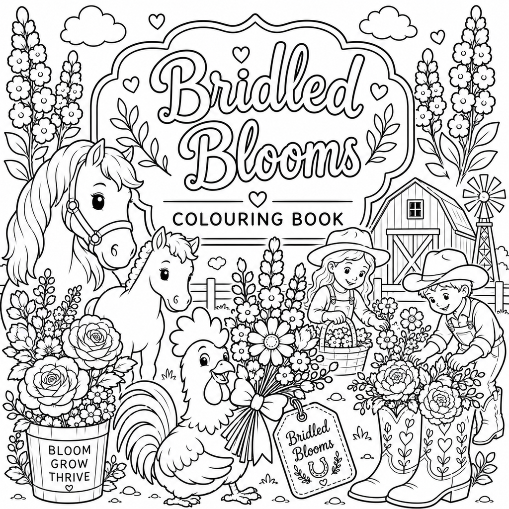 Bridled Blooms Kids Colouring Book